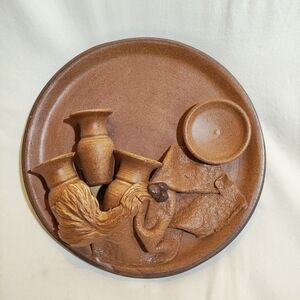 Vintage The Glen Pottery 3D Wall Plate Plaque.  Made in England.